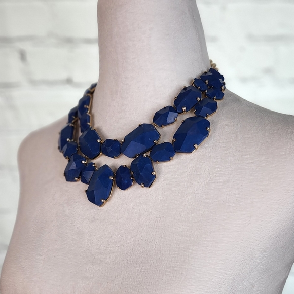 Kate Spade Blue Lapis Quarry Gems Double Drop Statement Necklace - Picture 3 of 6